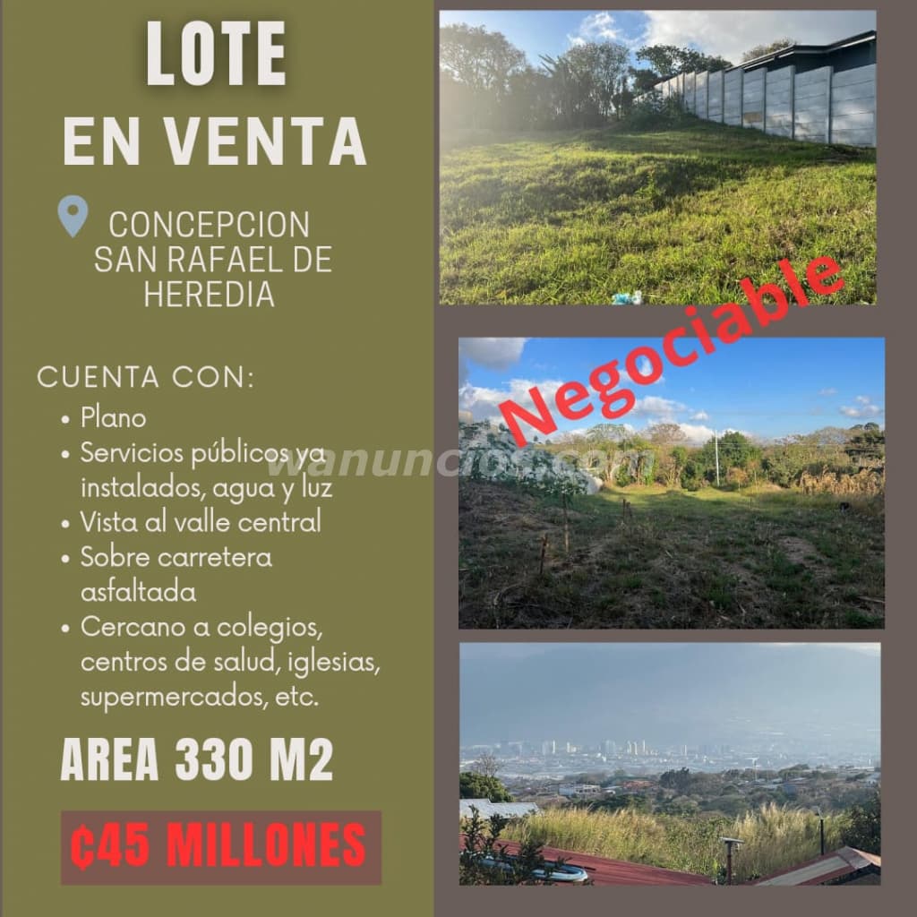 45.000.000 Colones - LOTE EN VENTA CONCEPCION SAN RAFAEL DE HEREDIA (San Rafael)