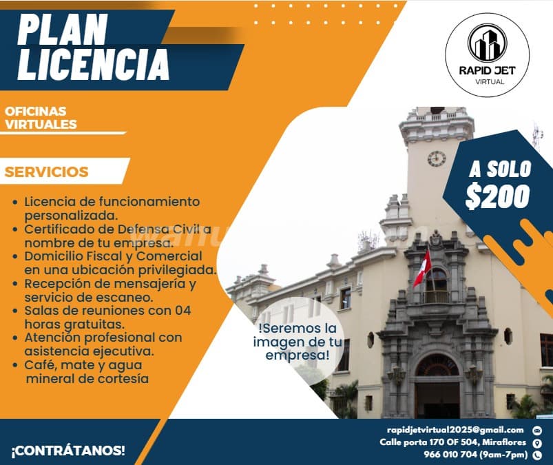 LICENCIA DE FUNCIONAMIENTO Y ALQUINER DE SALAS (MIRAFLORES)