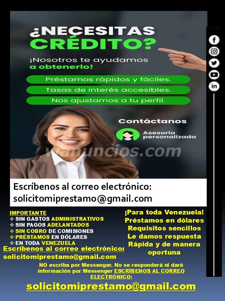 Te ofrecemos Préstamos en dólares en Venezuela Sin pagos adelantados!