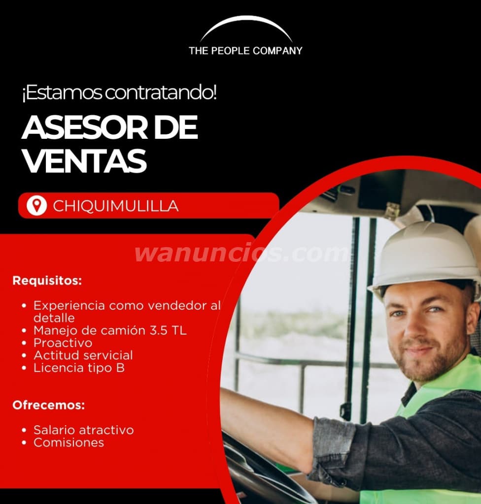 ASESOR DE VENTAS EN CHIQUIMULILLA VENDEDOR AL DETALLE (CHIQUIMULILLA)