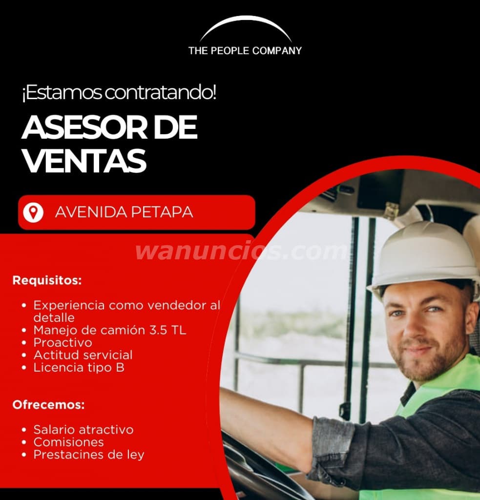 ASESOR DE VENTAS PARA AVENIDA PETAPA AL MENUDEO (AVENIDA PETAPA)