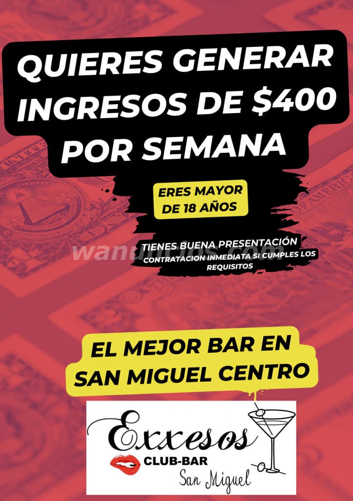 Oferta de generar ingresos hasta $500 a la semana (San Miguel centro)