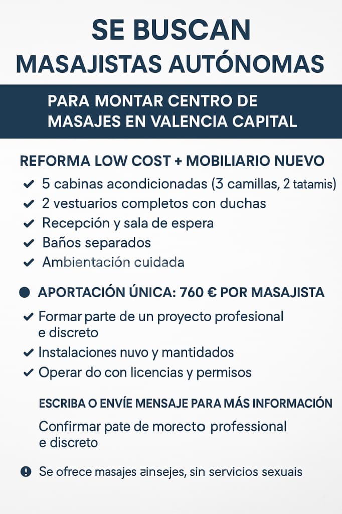 Buscando profesionales para masajes sensuales/eróticos. (Valencia)