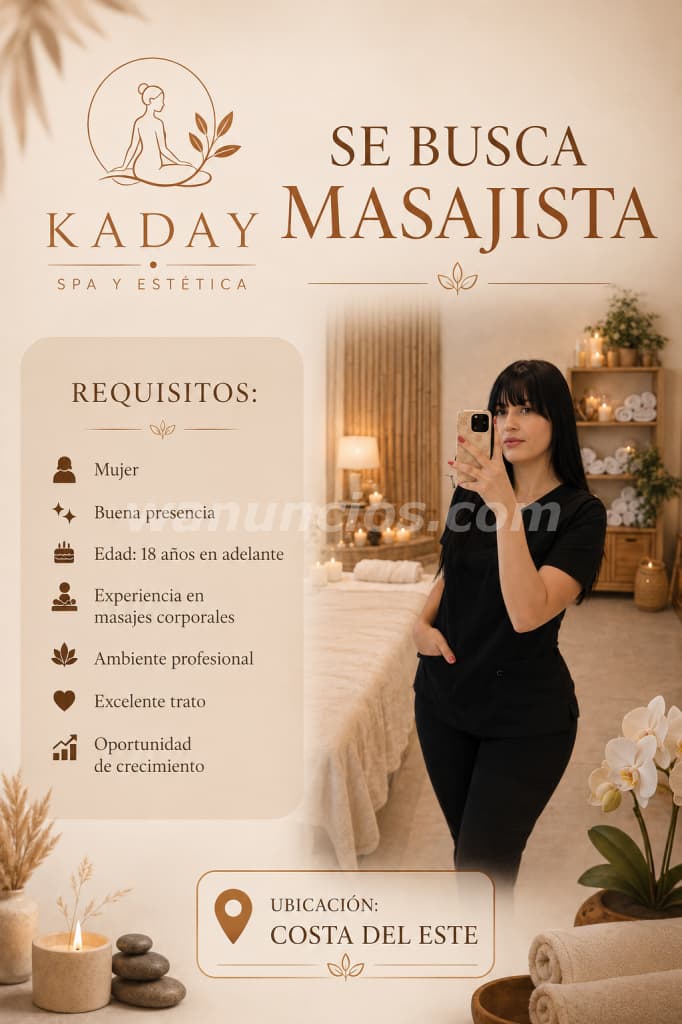 Se busca masajista con experiencia en masajes para caballeros. (Costa del Este)
