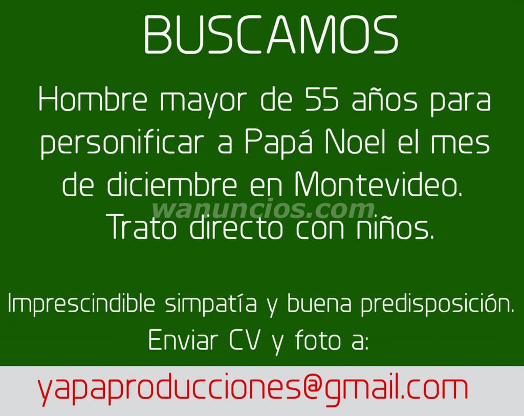 Hombre para personificar a papa noel en diciembre en montevideo