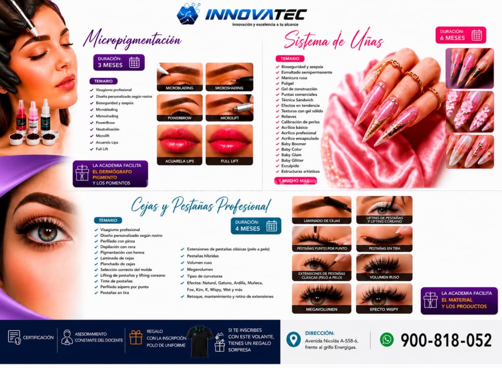 Cursos de Uñas, Micropigmentación, Cejas y Pestañas (Ate)