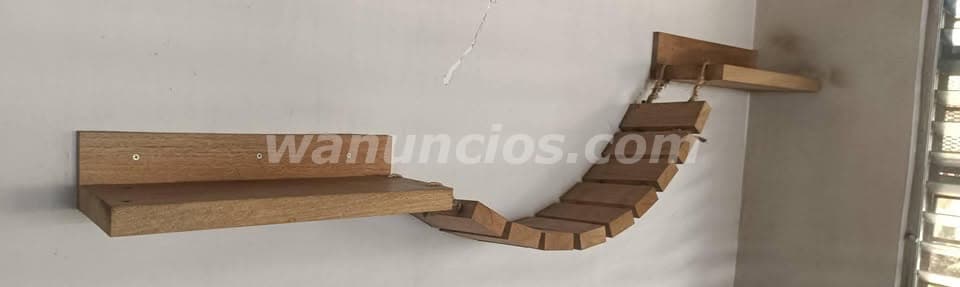 60 US$ - puente para gatos en madera roble macizo natural, sellado con cera de abeja (pueblo nuevo) 2