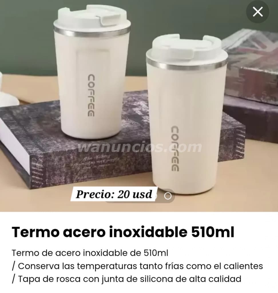 20 US$ - Termo acero inoxidable 510ml, tapa de rosca