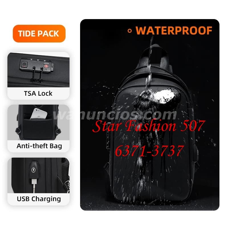 17 US$ - BOLSO ANTI-HURTO CON PUERTO USB,UNISEX (CHICOS Y CHICAS) 5