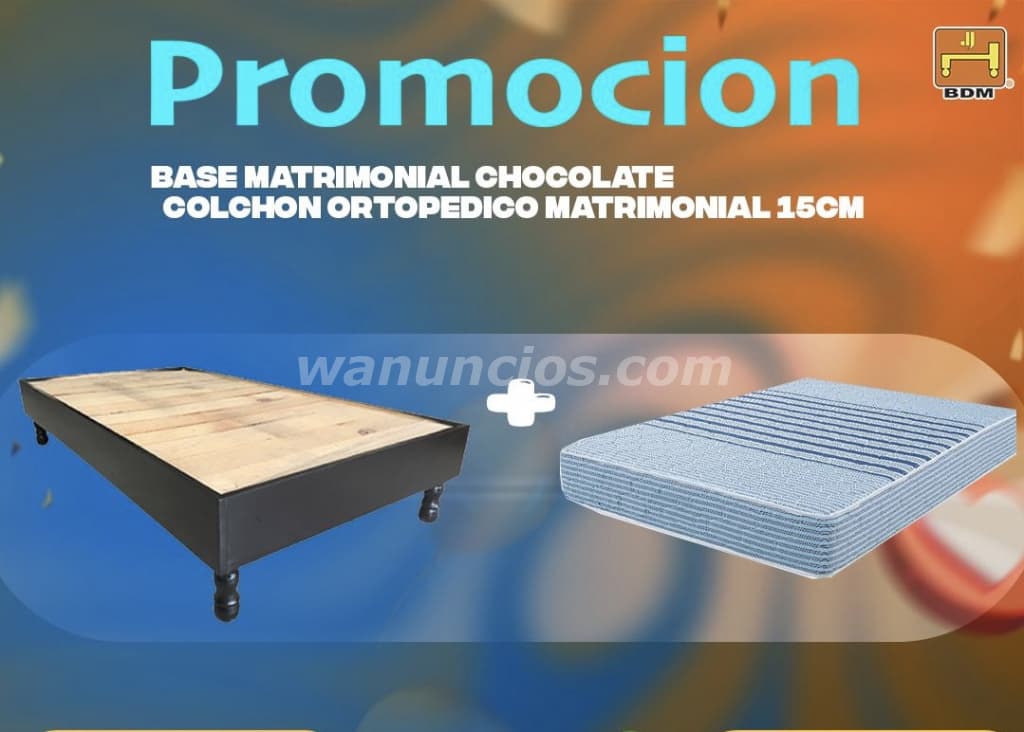 3.000 Pesos - Promoción de base matrimonial + colchón de 15 cm en Monterrey (Centro de Monterrey)