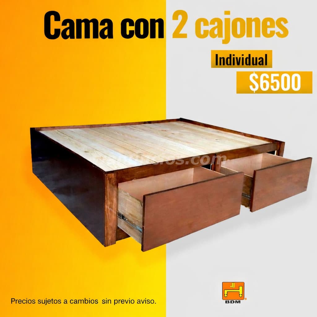6.500 Pesos - Cama Individual con 2 Cajones en Monterrey I Bases Resistentes (Centro Monterrey)