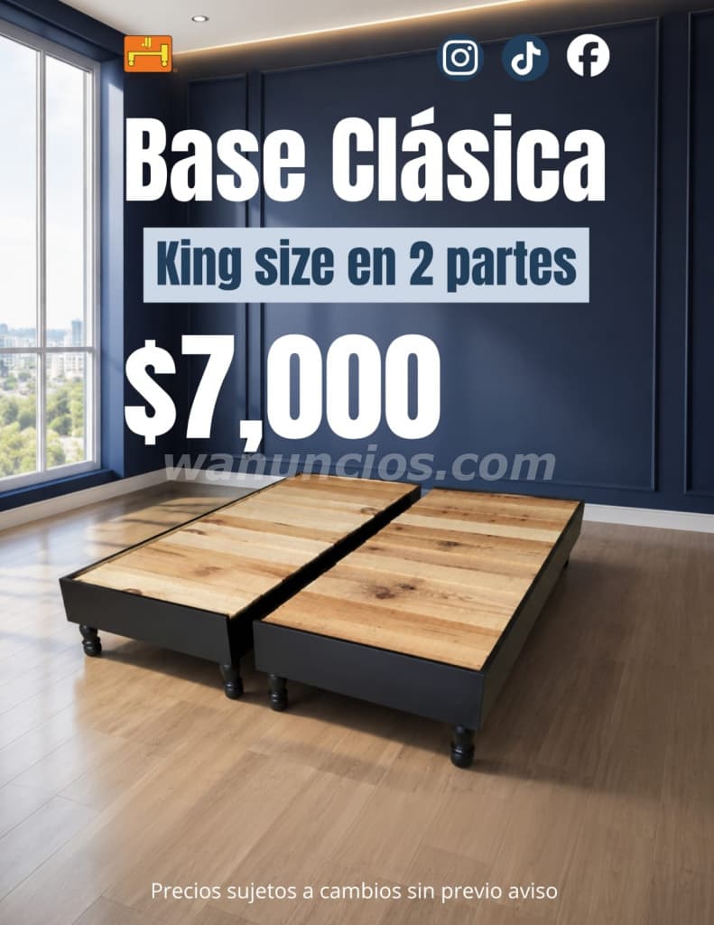 7.000 Pesos - Base Clásica King Size en Dos Partes en Monterrey (Centro Monterrey)