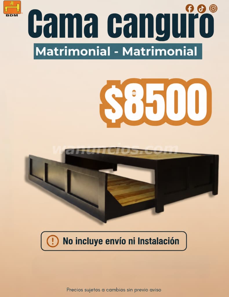 8.500 Pesos - Cama Canguro Matrimonial | Matrimonial I Color chocolate a excelente calidad (CDMX)