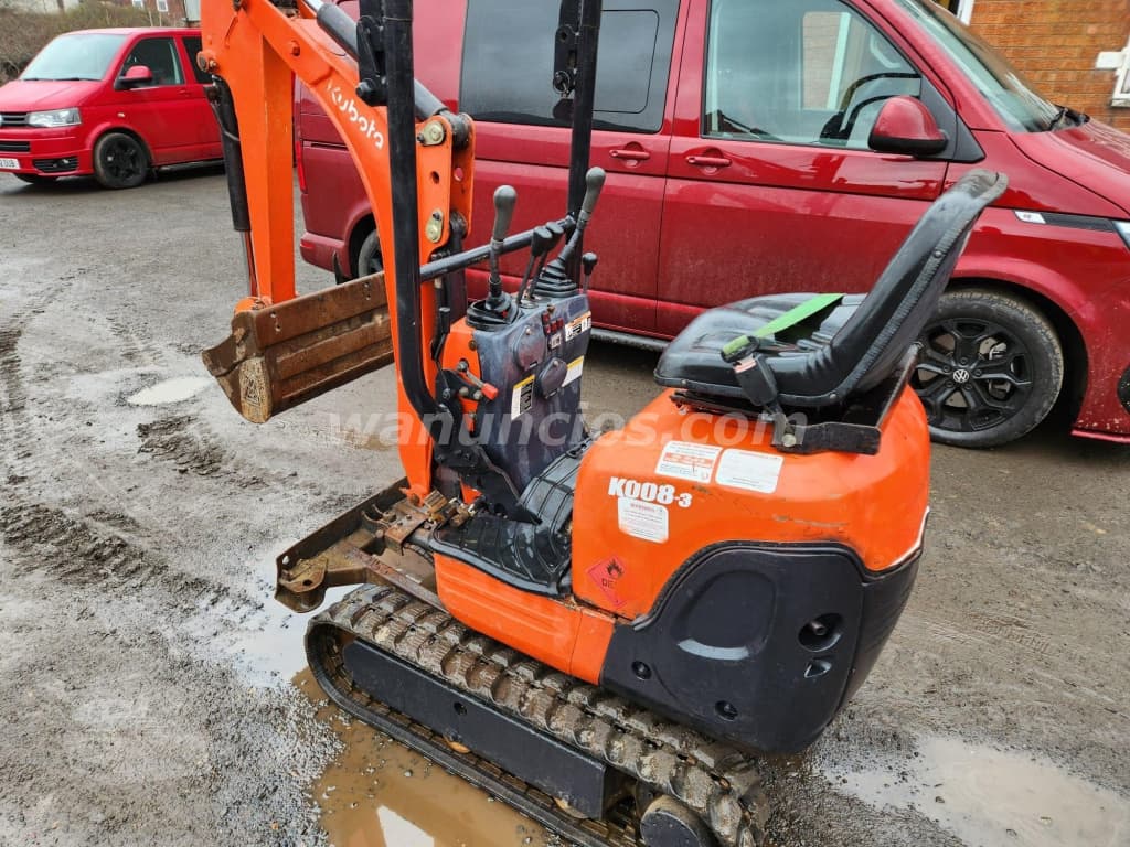 2.800 € - Micro excavadora Kubota K008-3. 2008. Orugas extensibles. Cuerdas plegables, 2