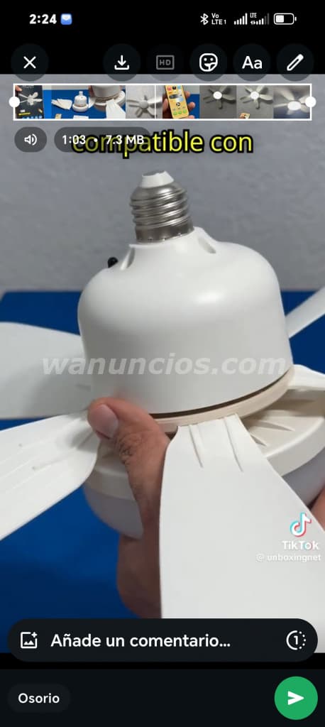 650 Córdobas - Ventilador de techo con lámpara enroscable en cepo de bujía (Managua) 4