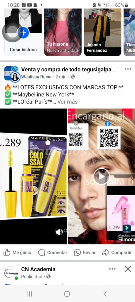 6.000 Lempiras - maquillaje original", "marcas reconocidas", "lote económico" y "envío gratis" (Tegu