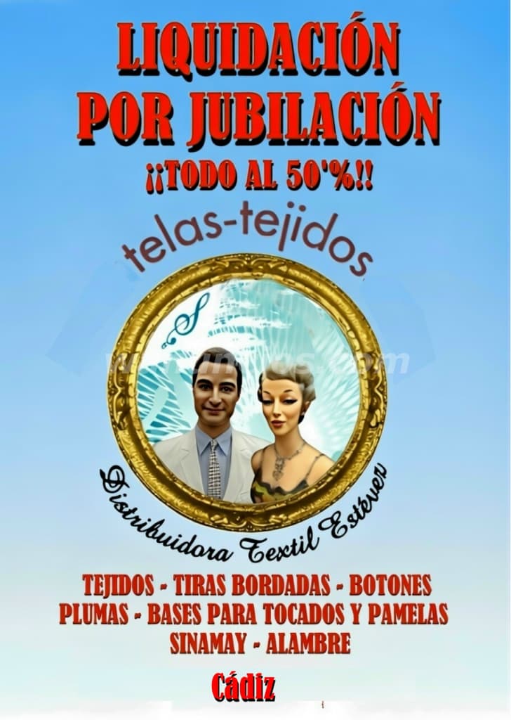 1 € - LIQUIDACIÓN DE TELAS Y TEJIDOS POR JUBILACIÓN: REBAJAS -50% (Cádiz)