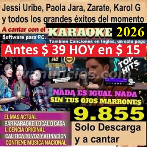 15 US$ - Karaoke de Pistas Originales, Videos y Puntaje 2026 Software (Central)