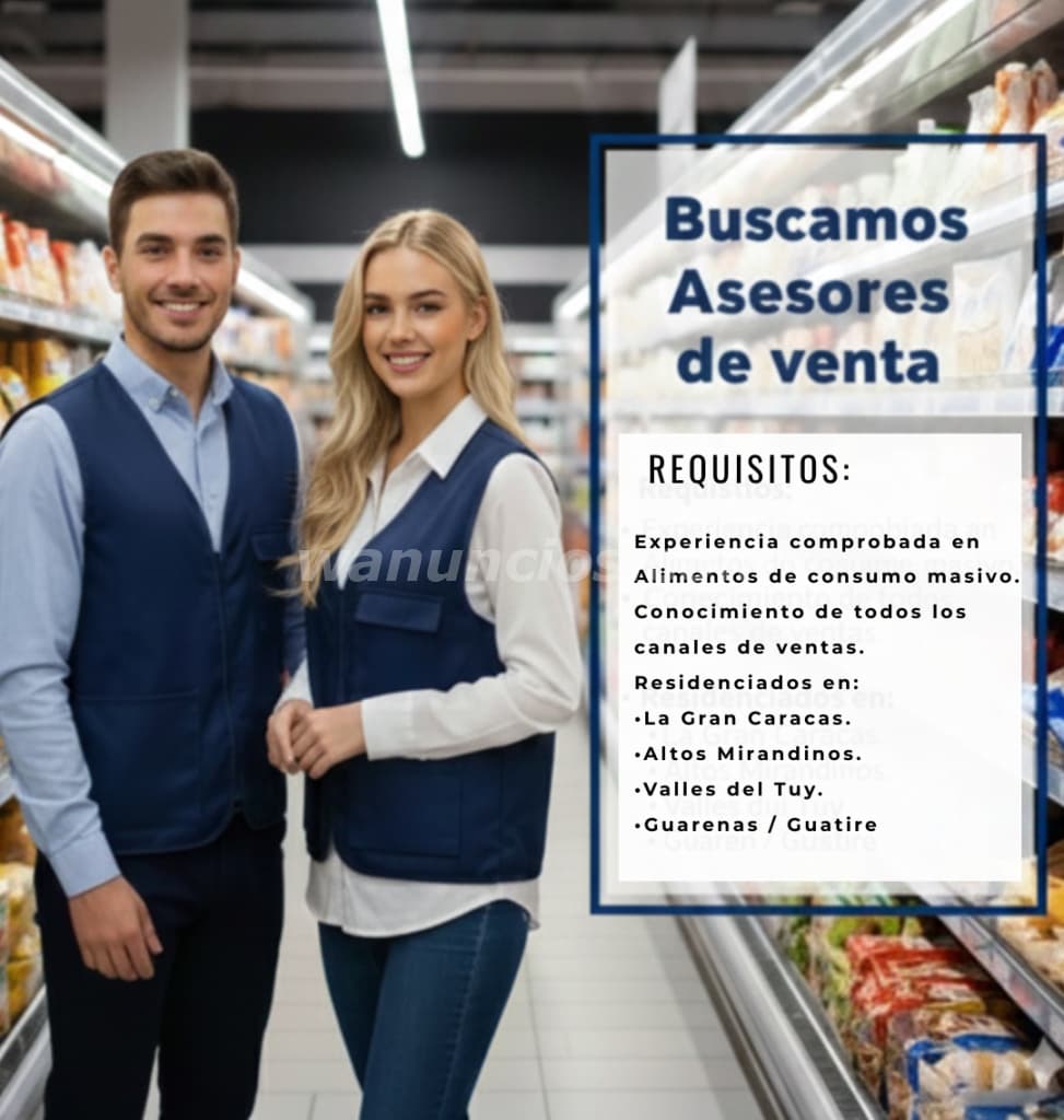 Solicitamos representantes de ventas de Alimentos de consumo masivo (Las Mercedes Caracas)