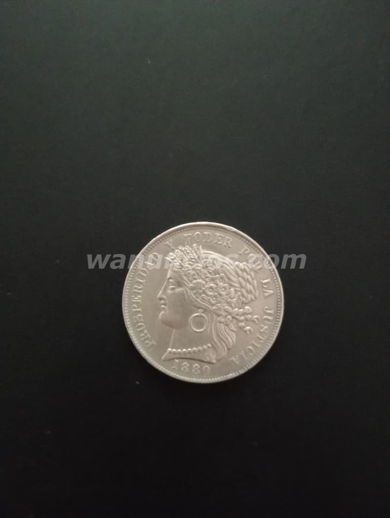 4.950 Pesos - Moneda de plata 5 Pesetas Inca Perú 1880 (Coyoacán)