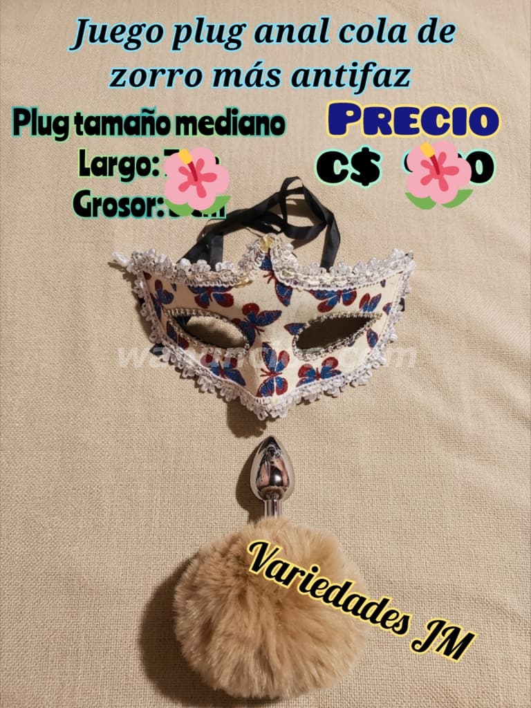 Plug anal de acero inoxidable con diamante mas antifaz 2