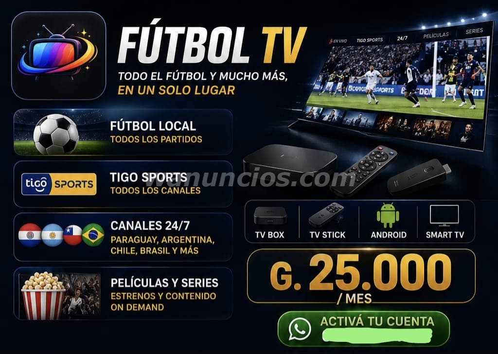 Plataforma de streaming TV para ver canales y futbol local (Todo Paraguay)