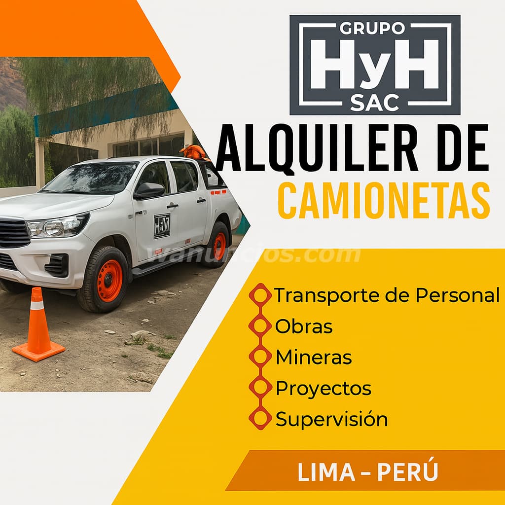 Renta de Minivans y Camionetas por Día o Mes (Lima)