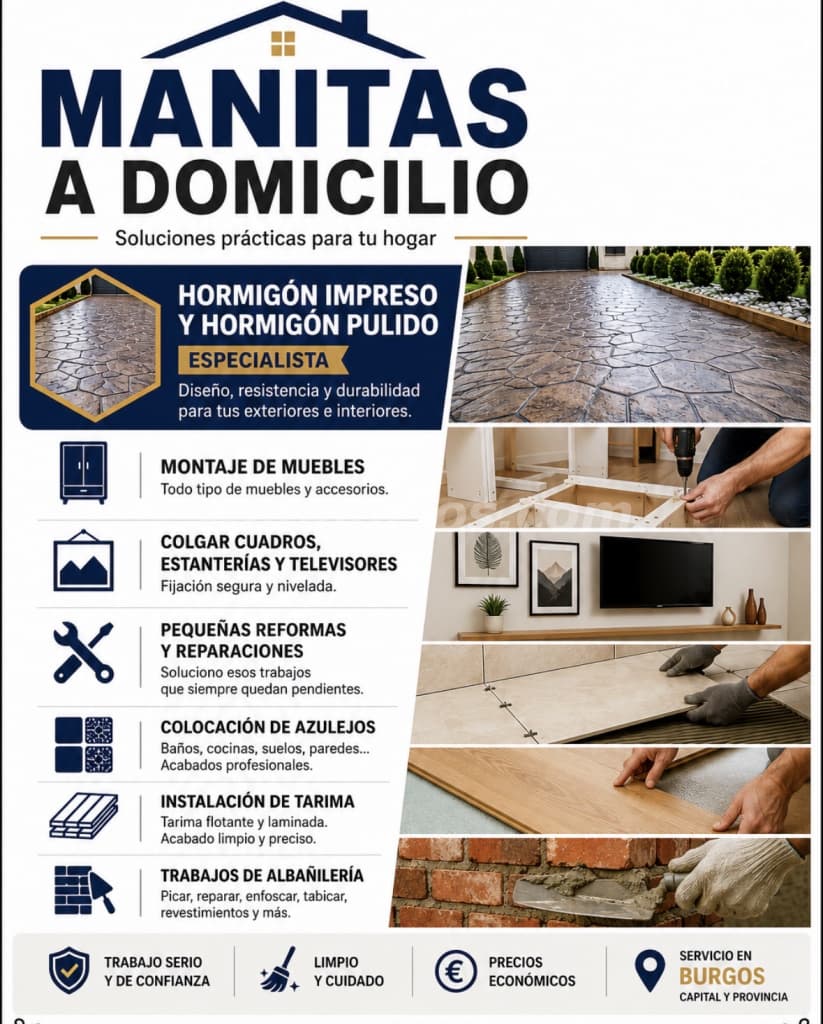 MANITAS A DOMICILIO RELAIZO TRABAJOS DE TODO TIPO EN BURGOS CAPITAL Y PROVINCIA (Burgos capital y pr