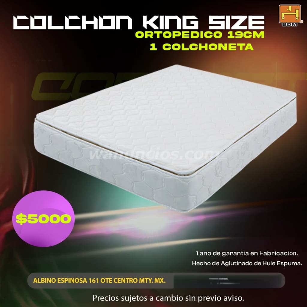 6.000 Pesos - Descanso en Monterrey con colchón King Size Ortopédico de 19 cm! (Centro Monterrey)